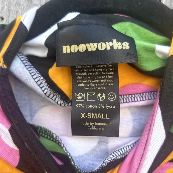 Nooworks | NWOT Olive Egg Psychedelic Print Mock Neck Midi Dress Size XS - Picture 2 of 6